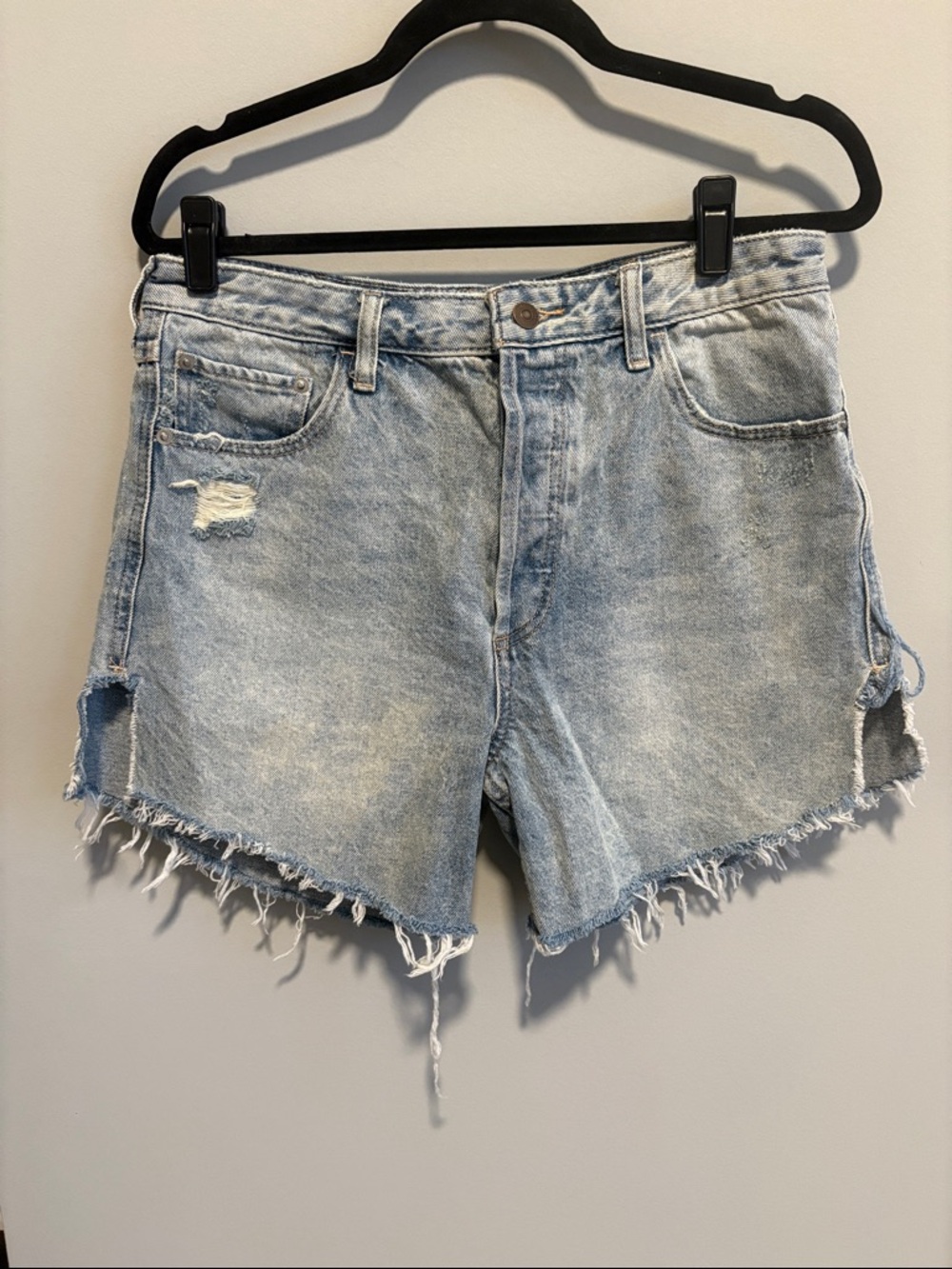 We The Free Light Blue Distressed Denim Cutoff Shorts